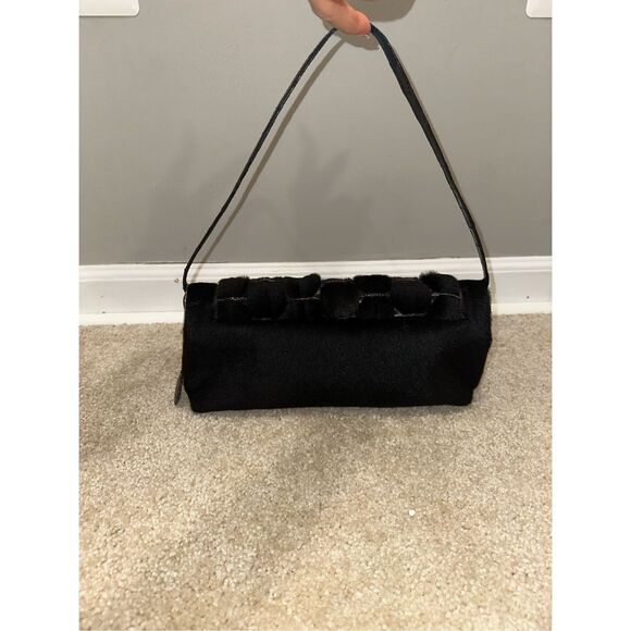 Nancy Gonzalez Fur Crocodile Leather Purse Shoulder Bag Black $1850 - Picture 6 of 12